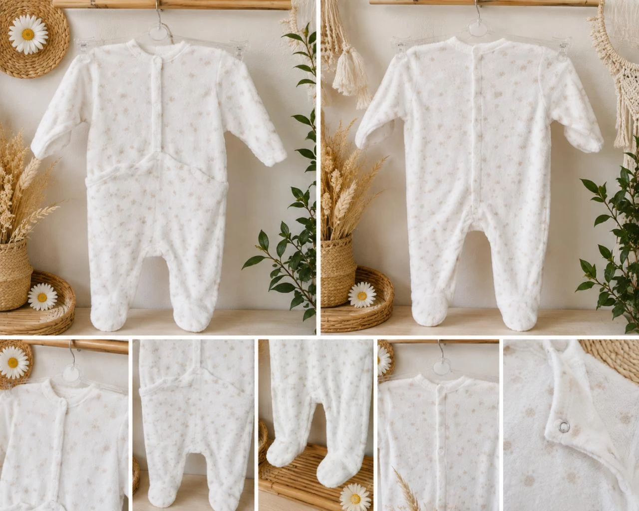 Pyjama kimbaloo blanc avec motifs age 3 mois